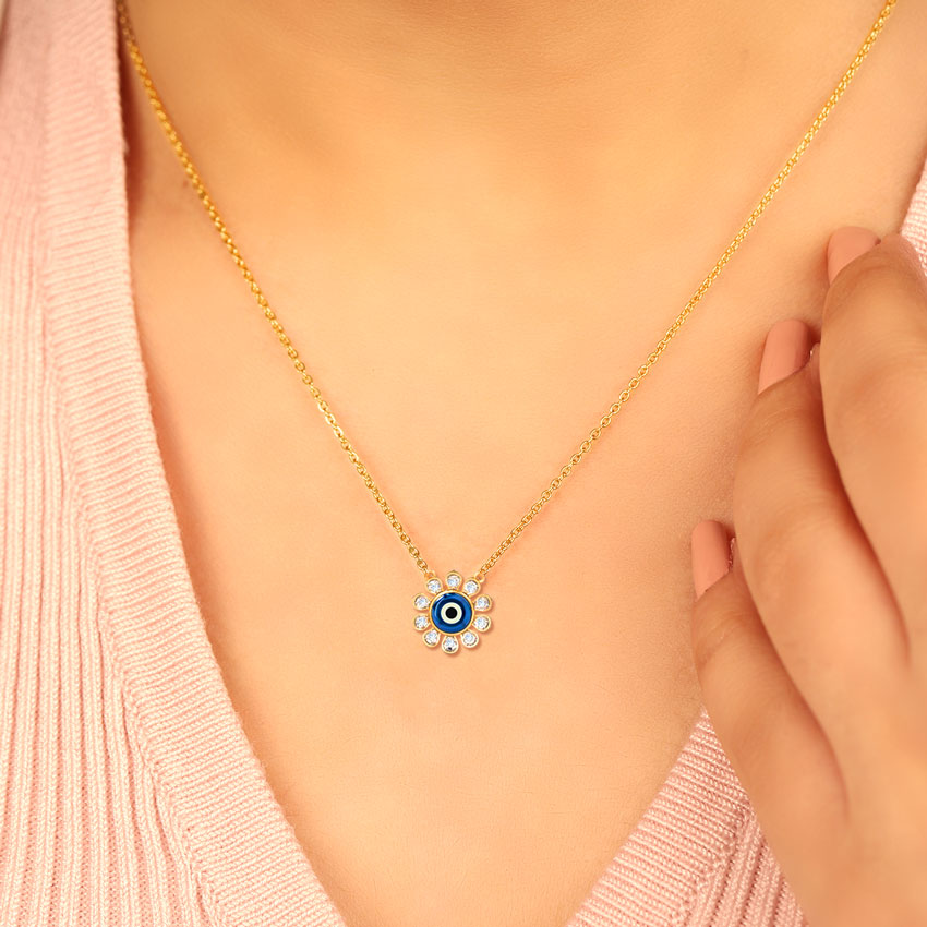 Glow Evil Eye Gemstone Necklace