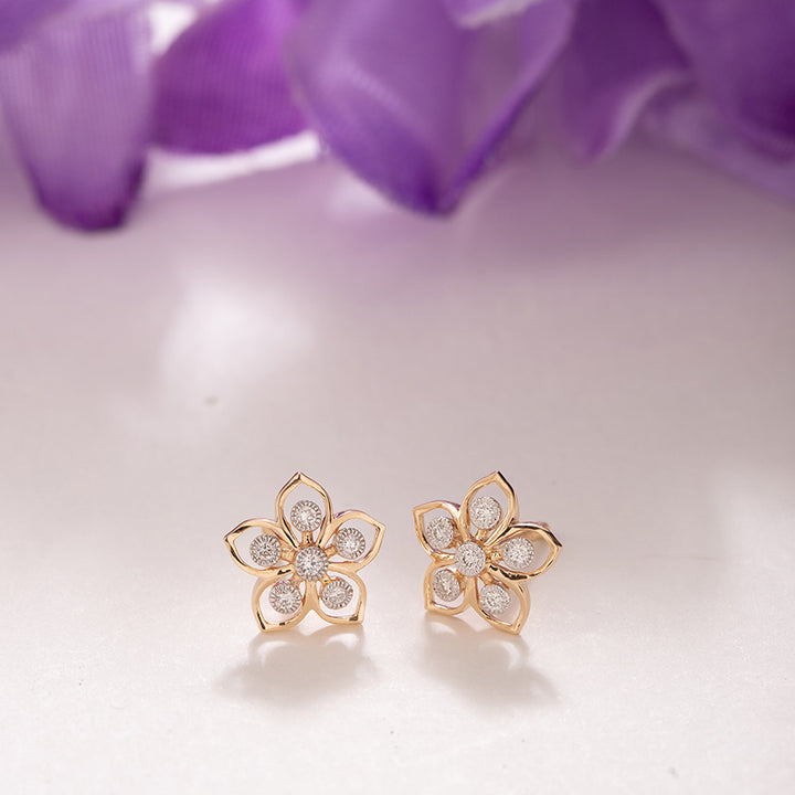 Glorious Floret Diamond Stud Earrings