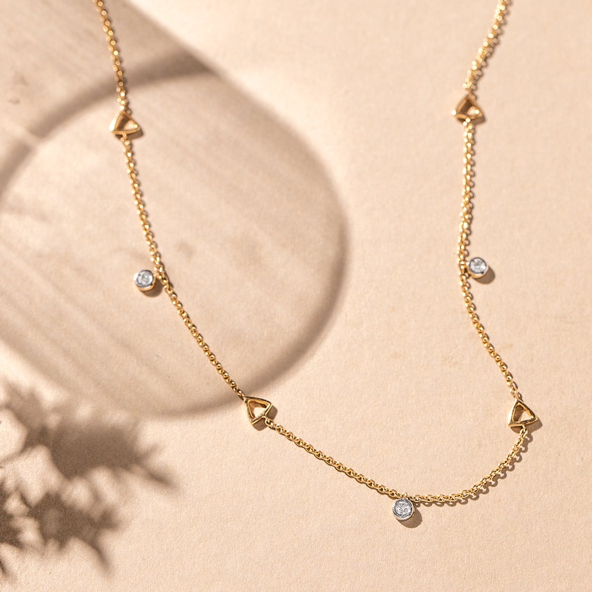 Geometric Fine Line Diamond Necklace