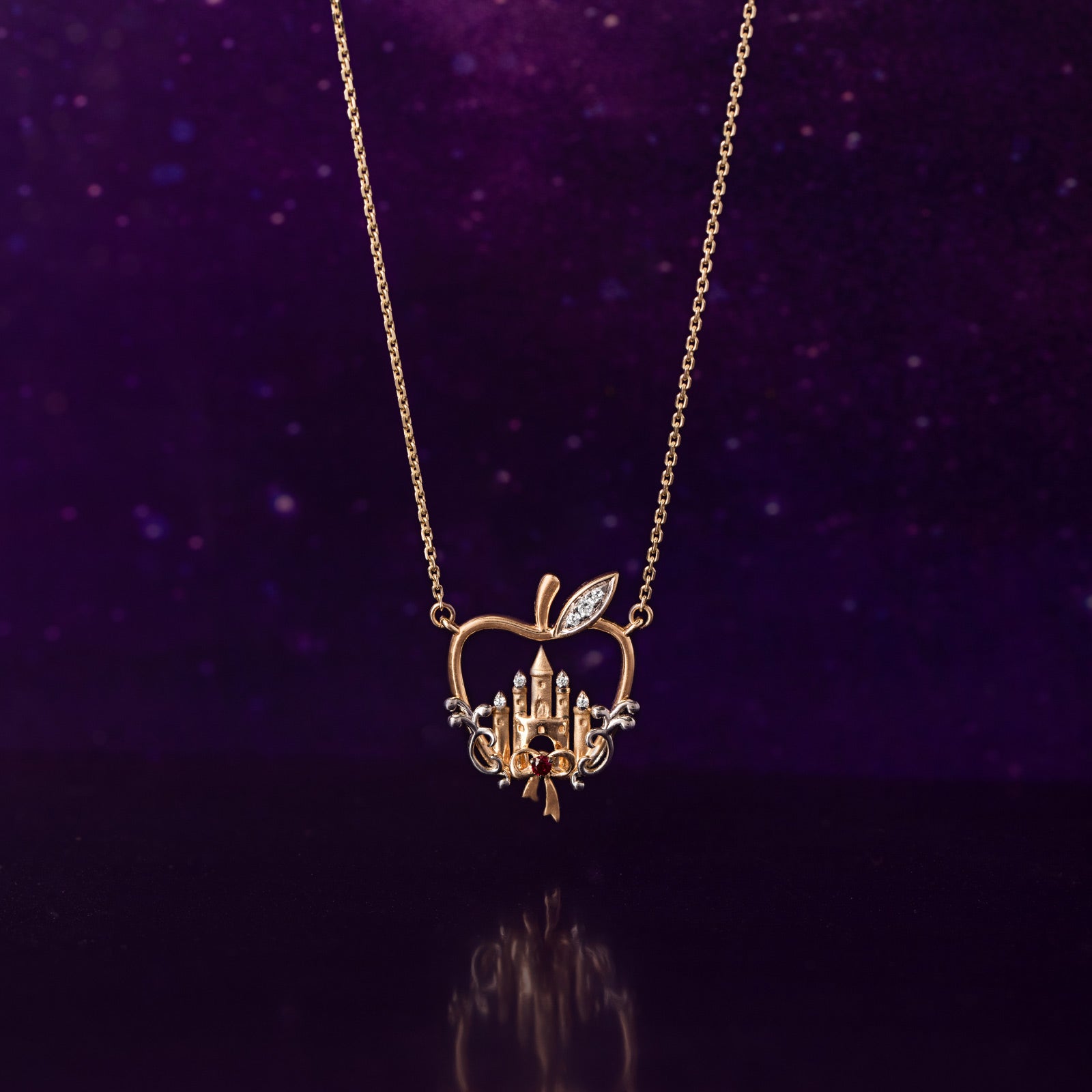 Snow White Apple Castle Diamond Necklace