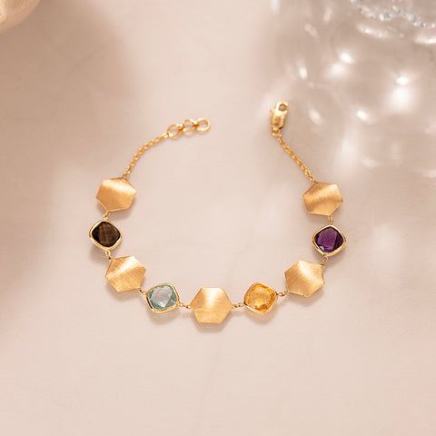 Andria Stamped Gemstone Bracelet
