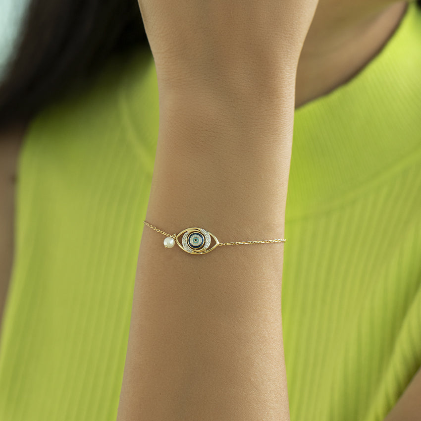 Modish Evil Eye Pearl Bracelet