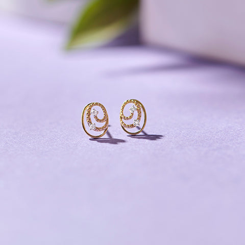 Swirl Of Circle Diamond Stud Earrings