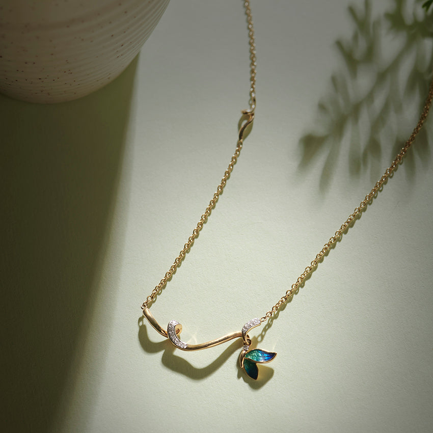 Tendril Butterfly Diamond Necklace