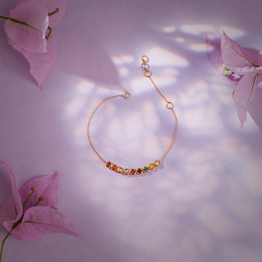 Delicate Navratna Gemstone Bracelet