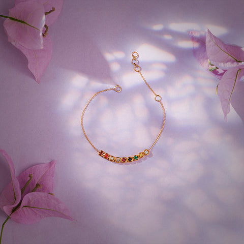 Delicate Navratna Gemstone Bracelet