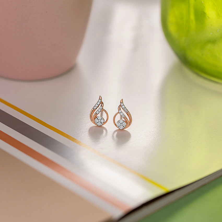Delicate Dewdrop Diamond Stud Earrings