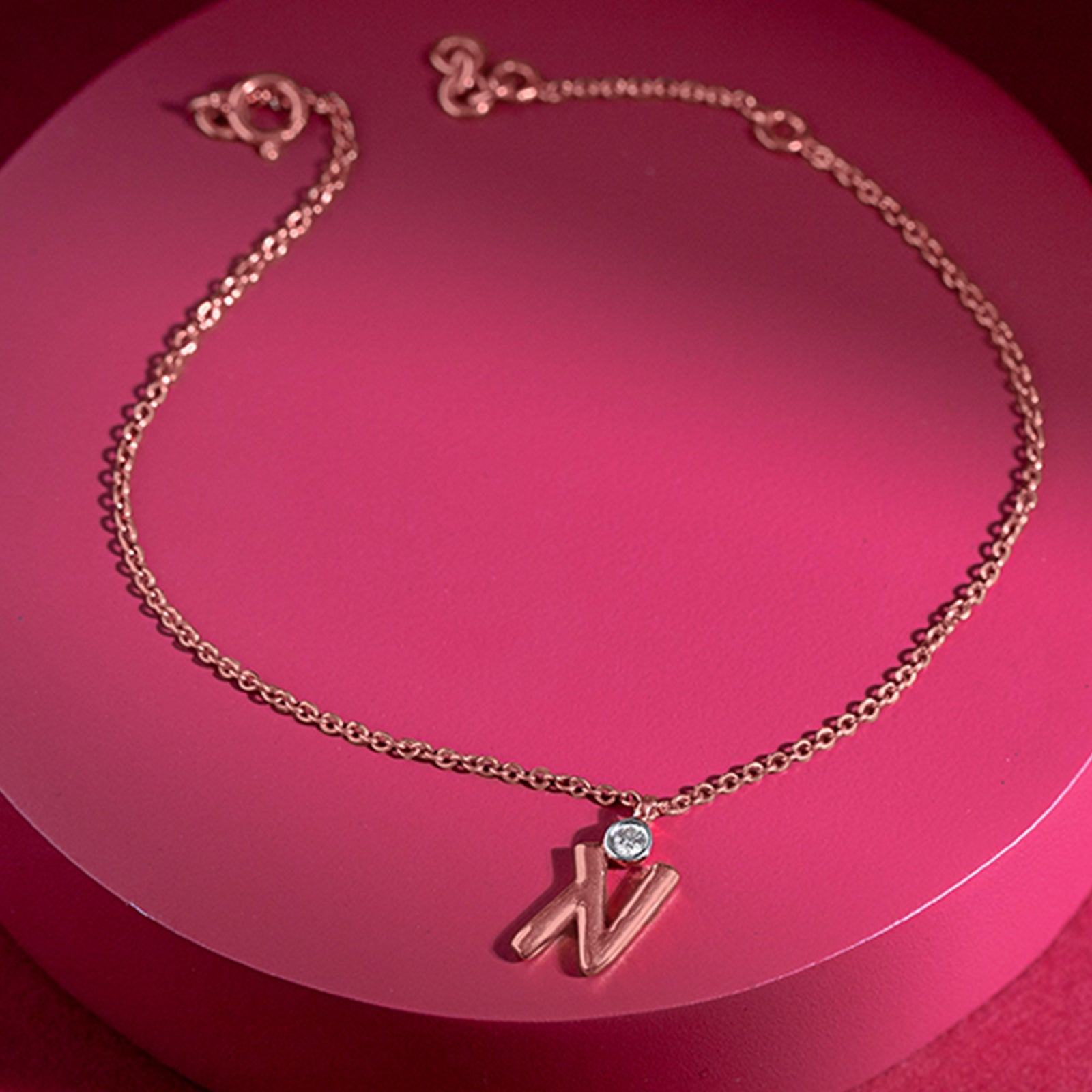 Alphabet N Charm Diamond Bracelet