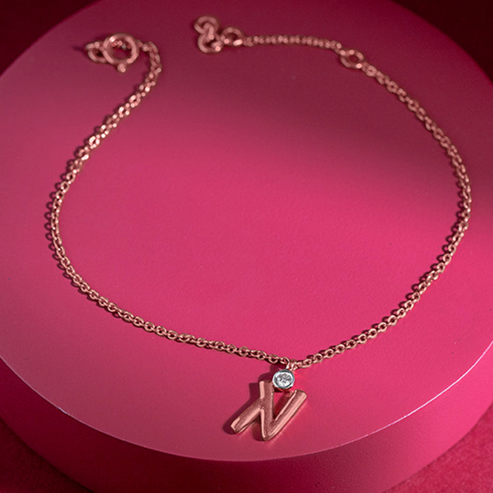 Alphabet N Charm Diamond Bracelet