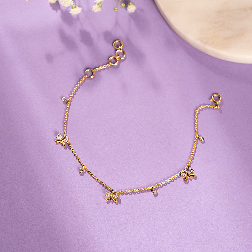 Diamond Butterfly Charm Bracelet