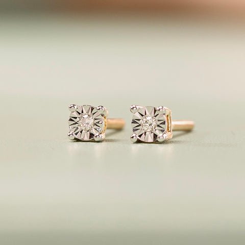 Emily Miracle Plate Diamond Stud Earrings