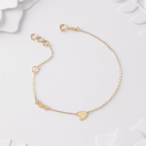 Heart and Circlet Gold Bracelet