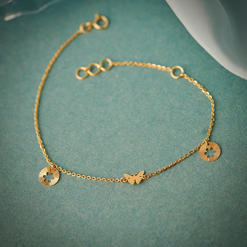 Bloom In Butterfly Gold Chain Bracelet