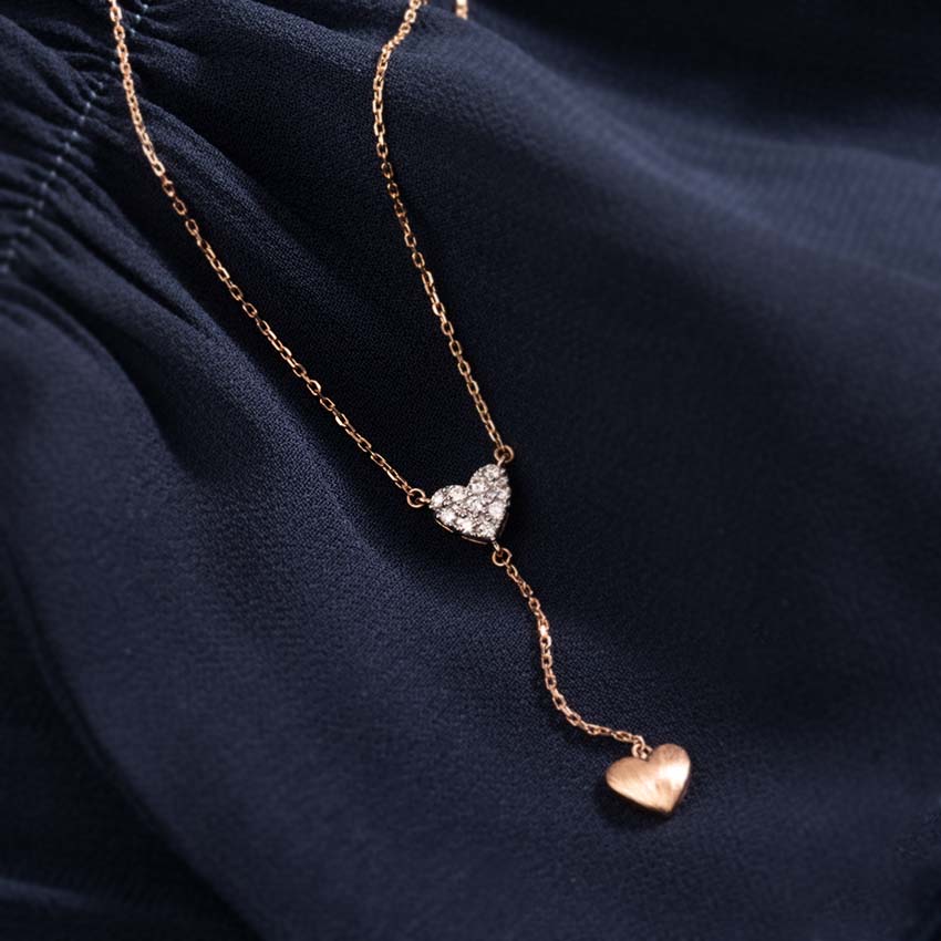 Hearts Diamond Lariat Necklace