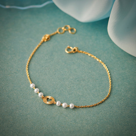 Circle Of Heart Pearl Chain Bracelet