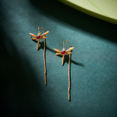 Dragonfly Gemstone Sui Dhaga Earrings