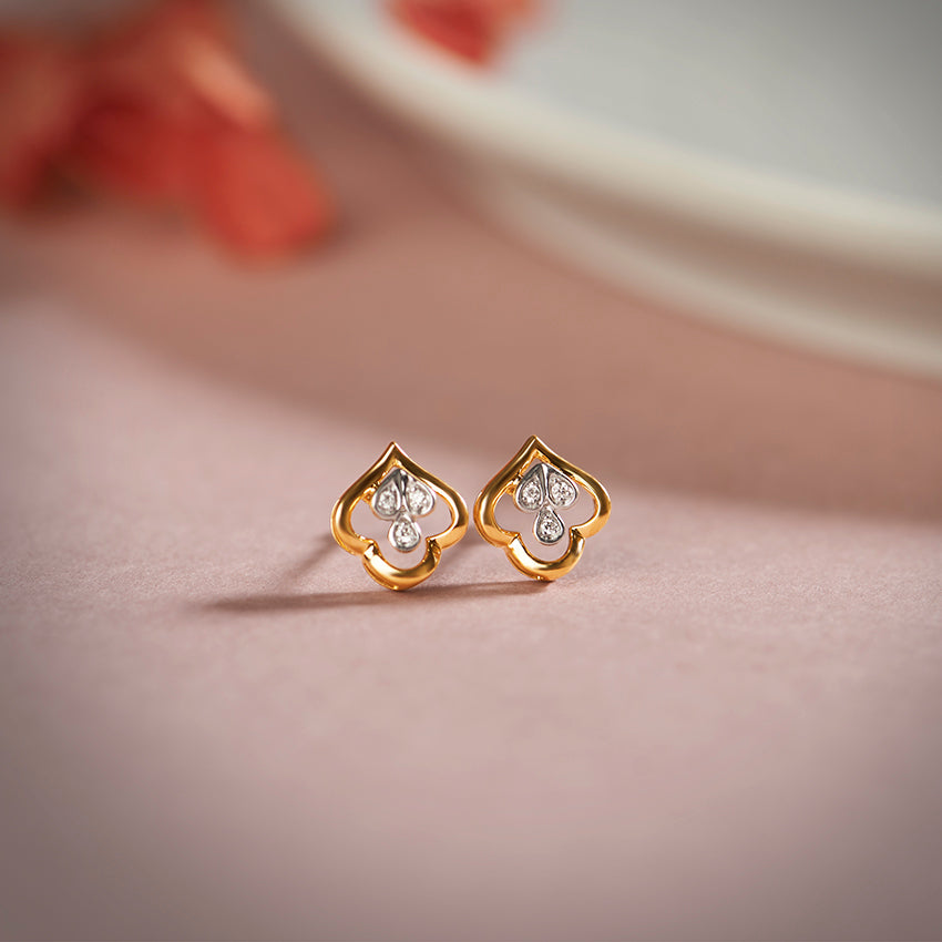 Golden Bud Diamond Stud Earrings
