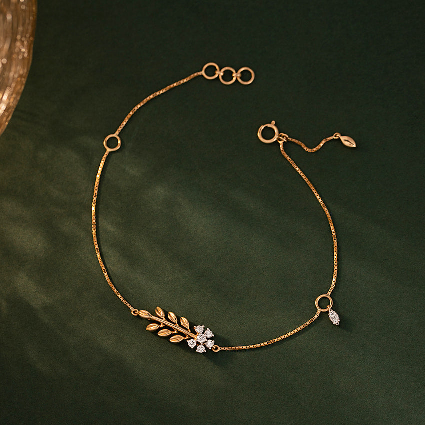 Dainty Fern Diamond Bracelet