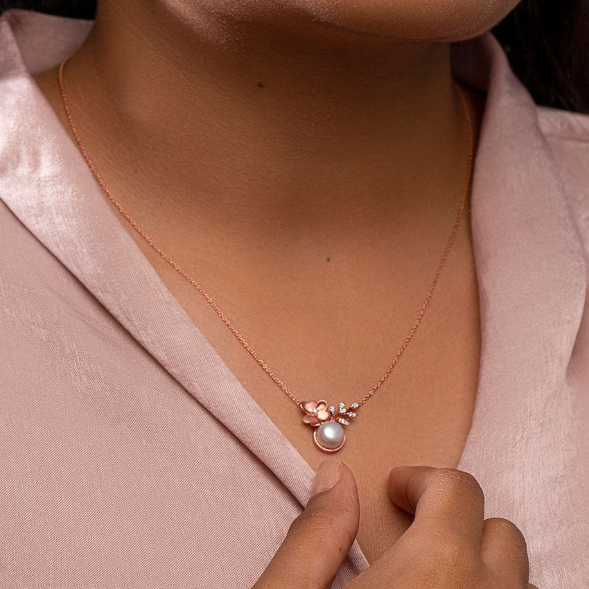 Periwinkle Pearl Diamond Necklace