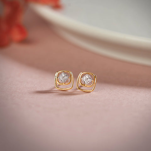 Splendid Square Diamond Stud Earrings