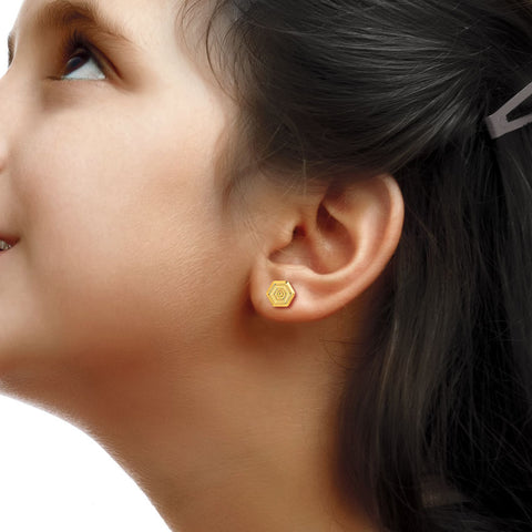 Edgy Ripple Kids' Gold Earrings
