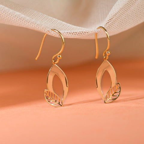 Duo Leafy Gold Drop Earrings