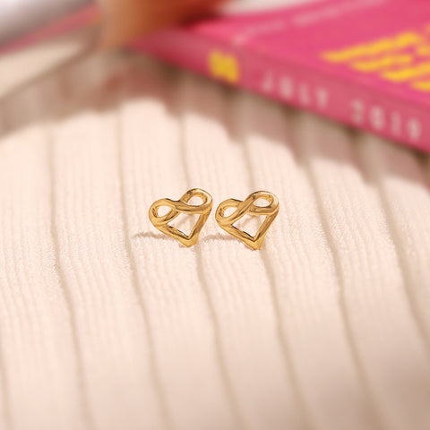 Infinity Love Gold Stud Earrings