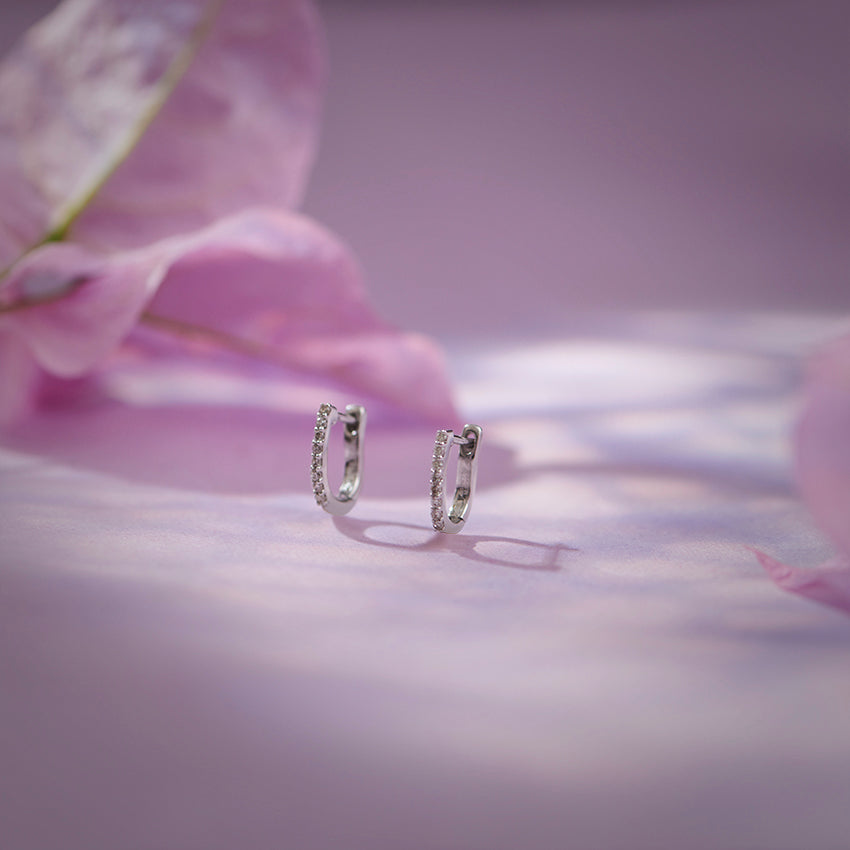 Linear Multi Pierced Diamond Hoop Earrings