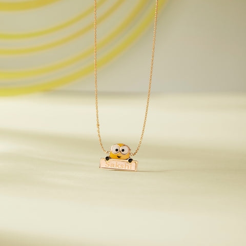 Peeking Minion Personalised Gold Necklace
