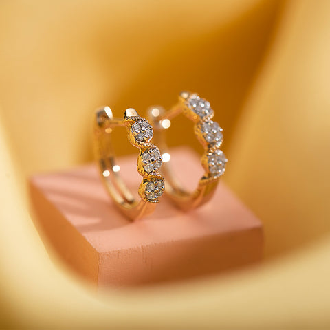 S' Cluster Diamond Hoop Earrings