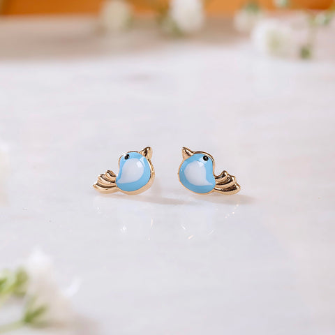 Blue Bird Kids' Gold Earrings