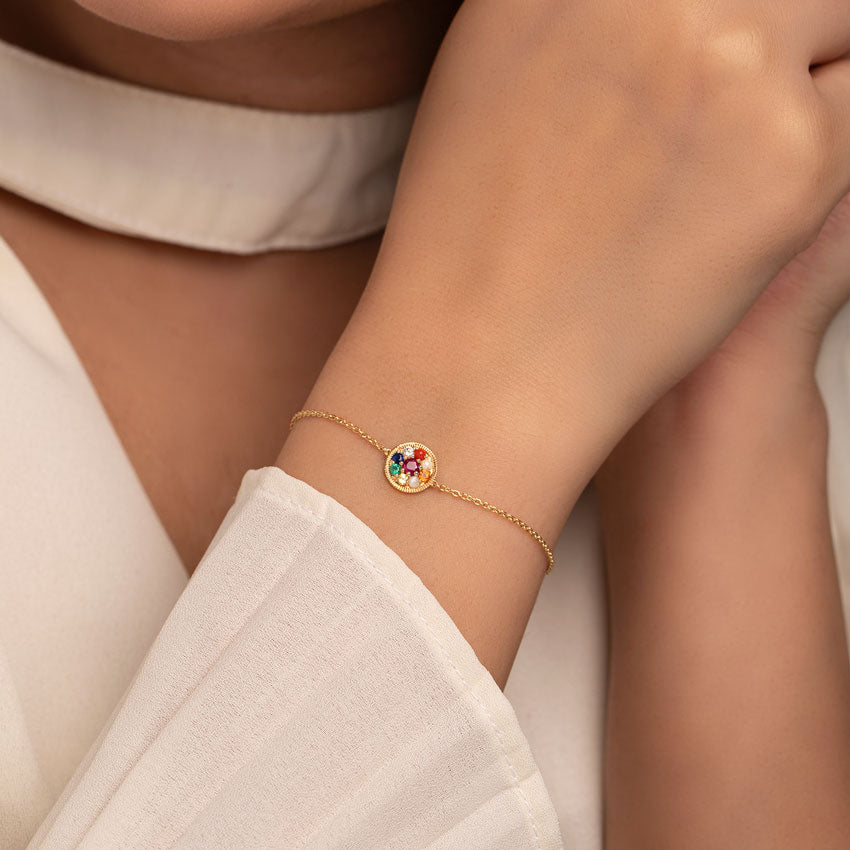 Alayah Navratna Gemstone Bracelet