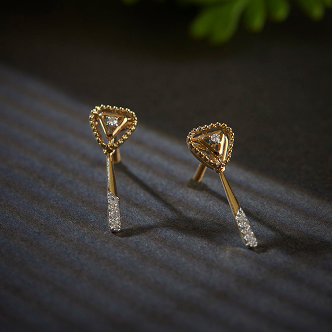 Trillion Diamond Drop Earrings
