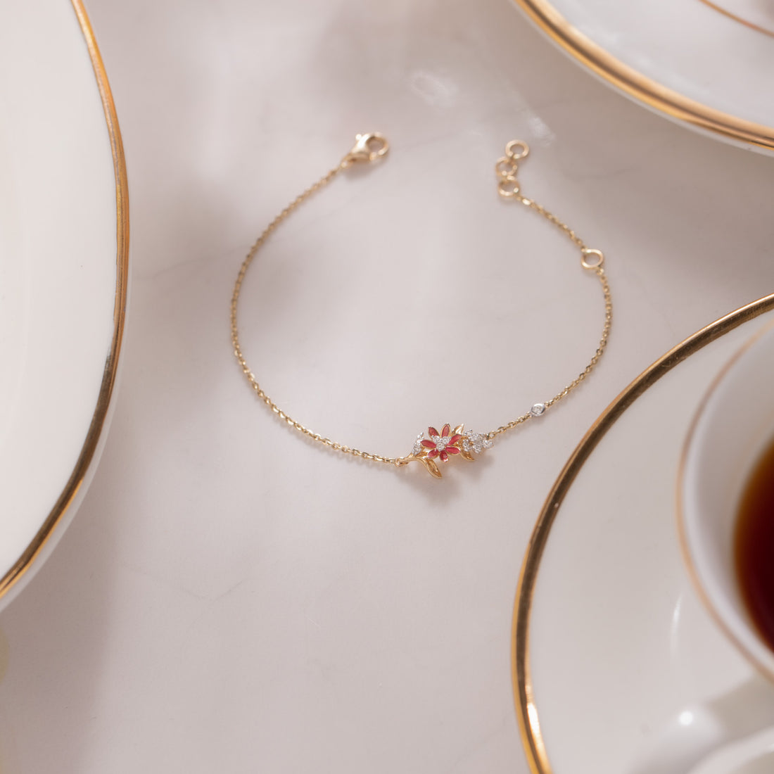 Captivating Flora Diamond Chain Bracelet