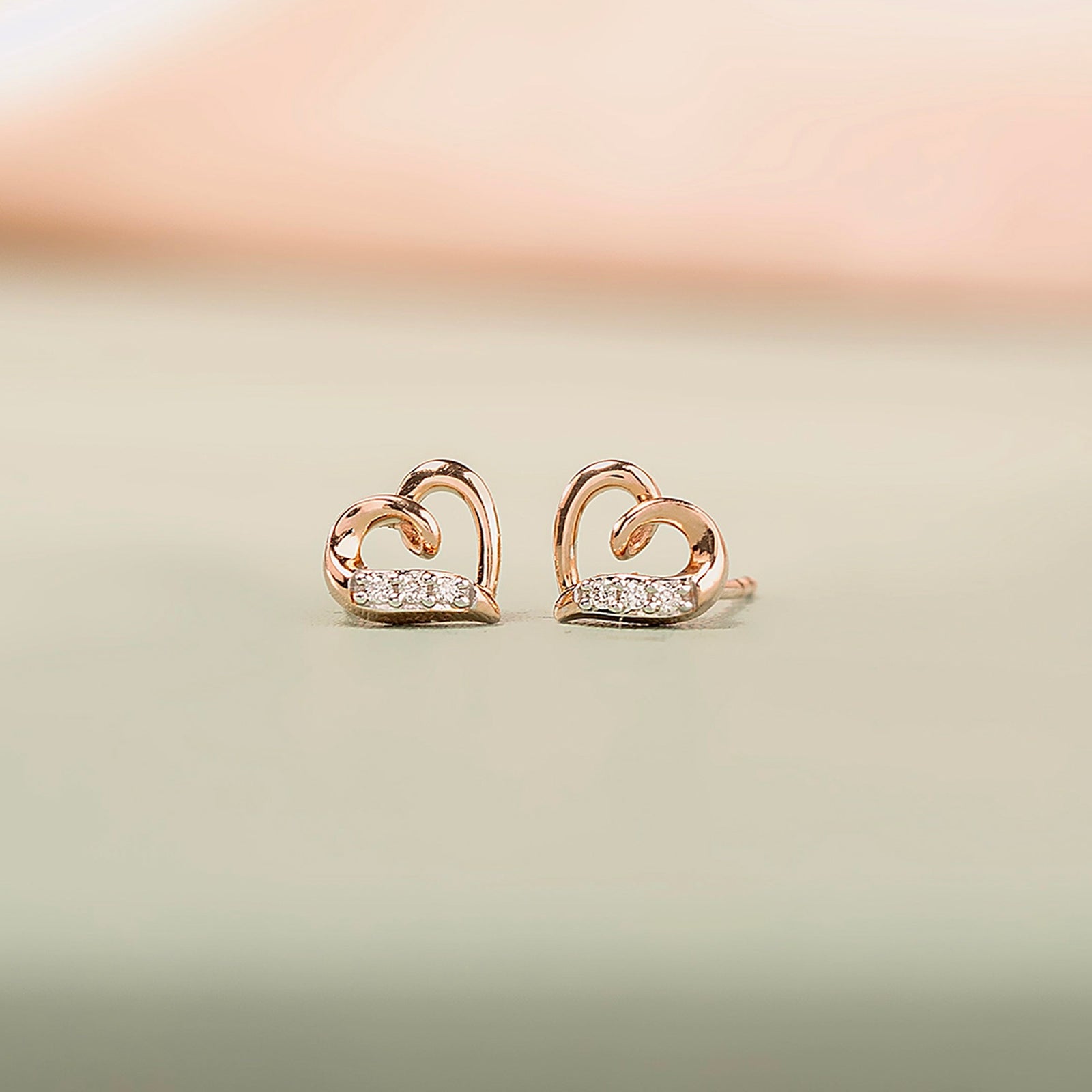 Graceful Heart Diamond Stud Earrings
