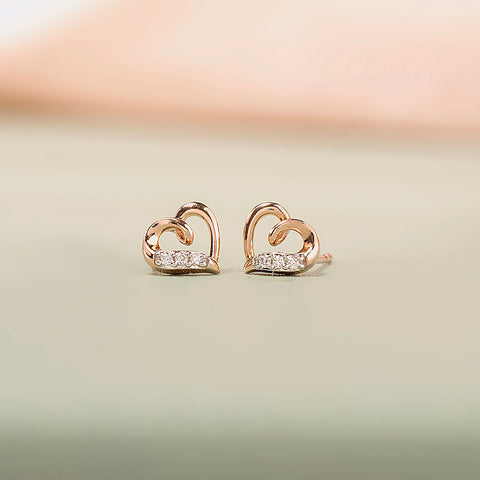 Graceful Heart Diamond Stud Earrings