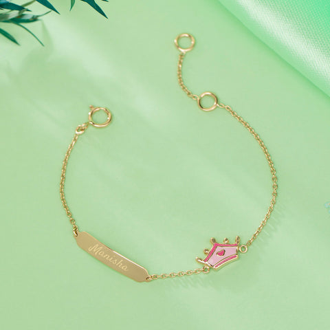 Blush Tiara Personalised Kids' Gold Bracelet