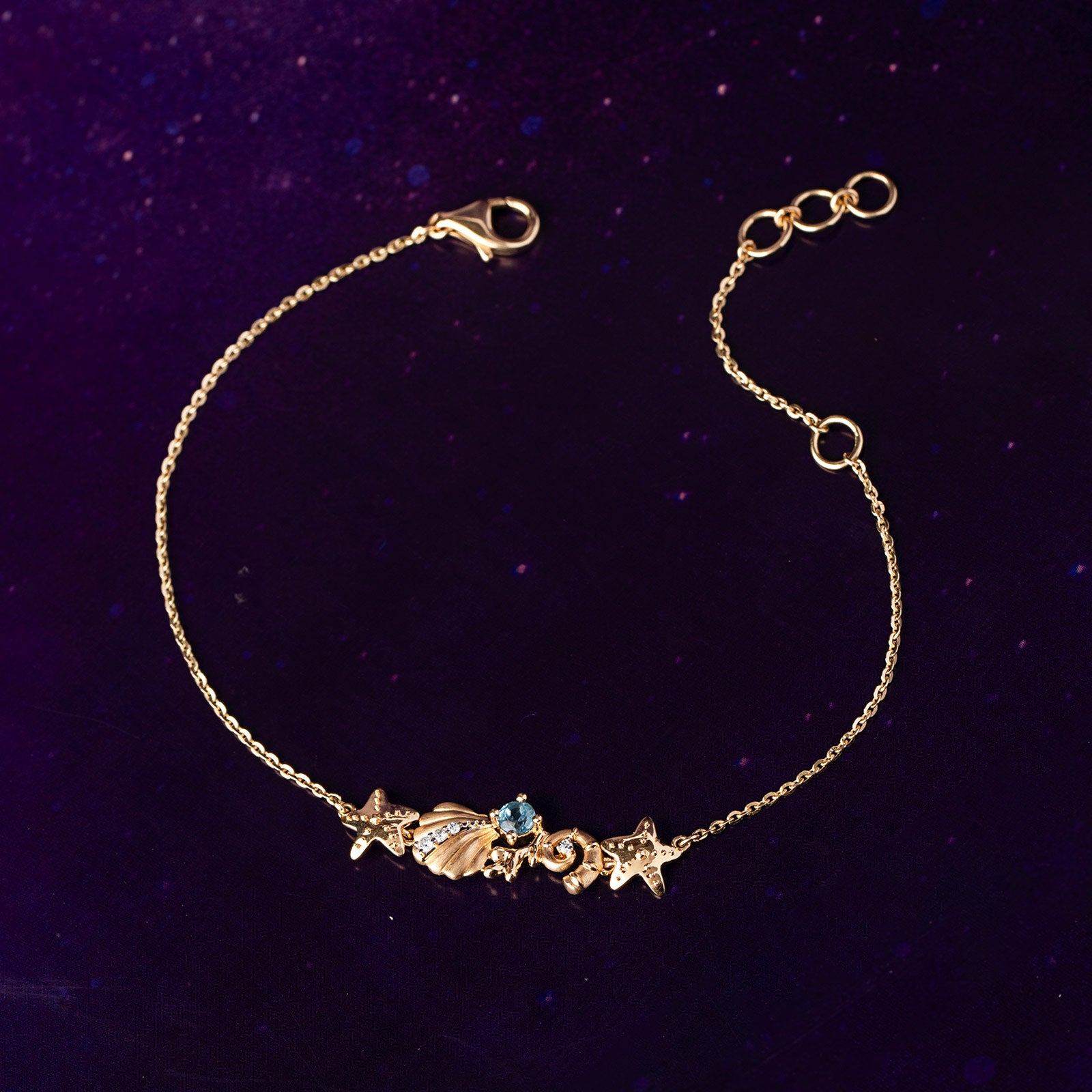 Little Memaid diamond with star and fish Bracelet