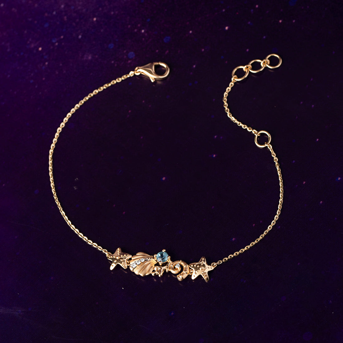 Little Memaid diamond with star and fish Bracelet