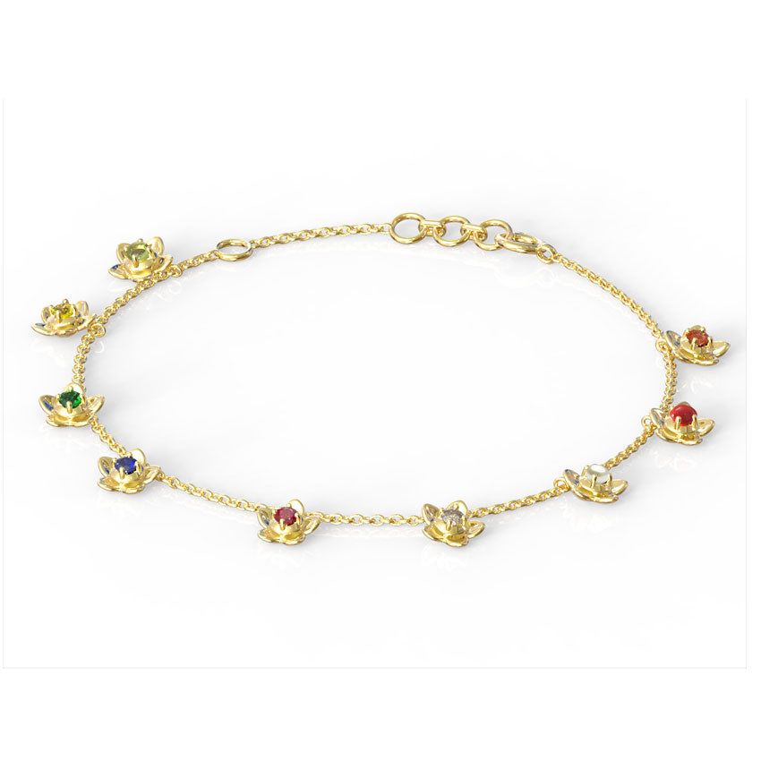 Blossom Navratna Gemstone Bracelet
