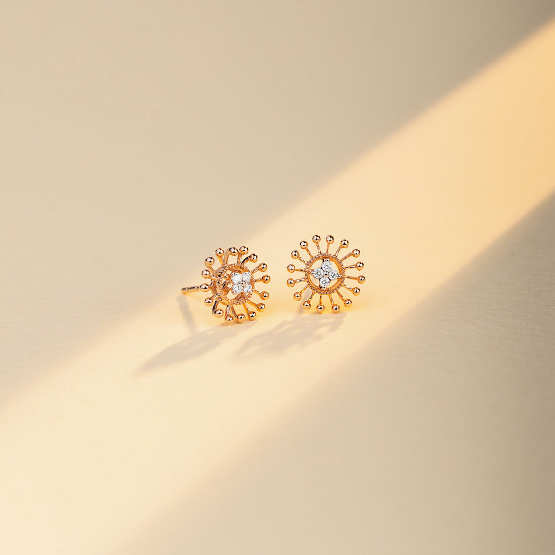 Gleaming Rays Diamond Stud Earrings