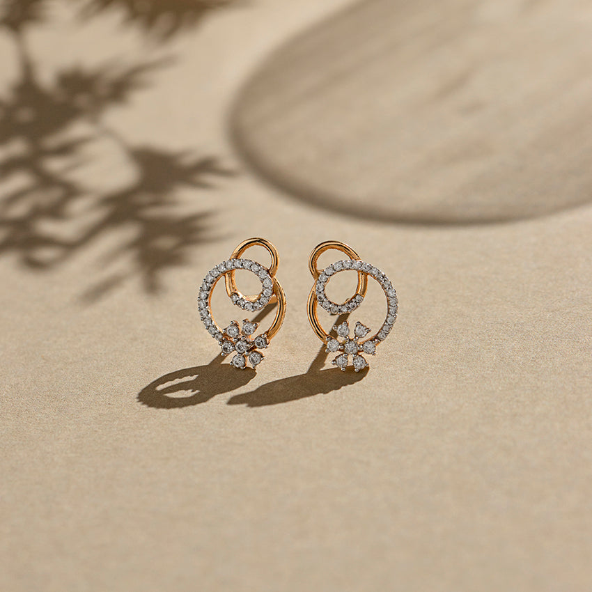 Floret in Loop Diamond Stud Earrings