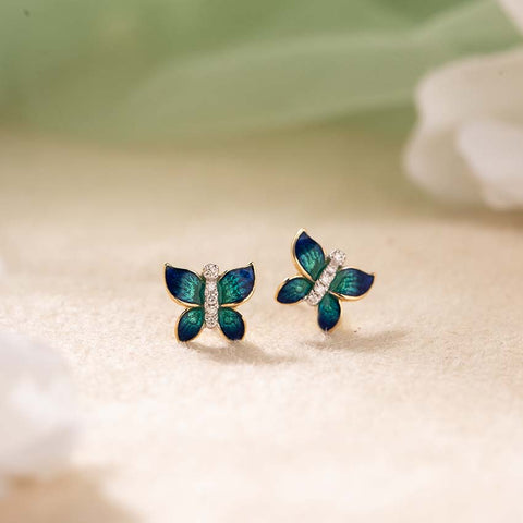 Hover Butterfly Diamond Stud Earrings