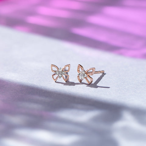 Glinting Butterfly Diamond Stud Earrings