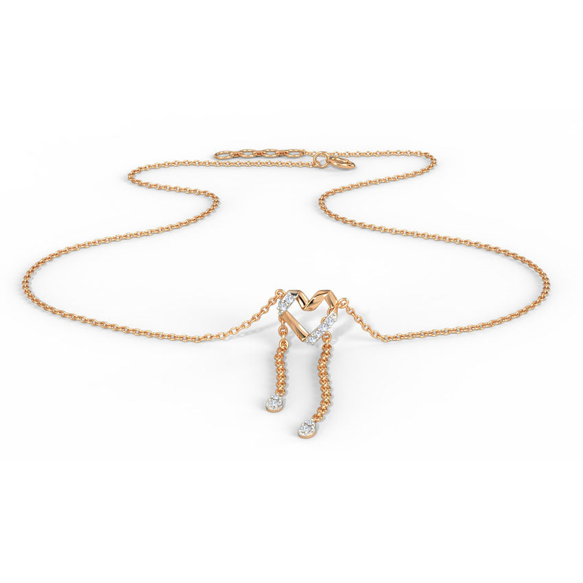 Twirling Heart Diamond Lariat Necklace