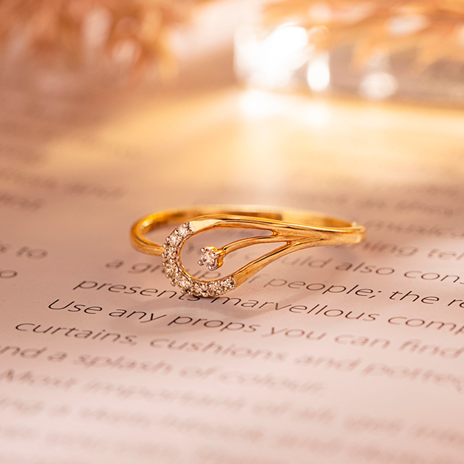 Sleek Paisley Diamond Ring