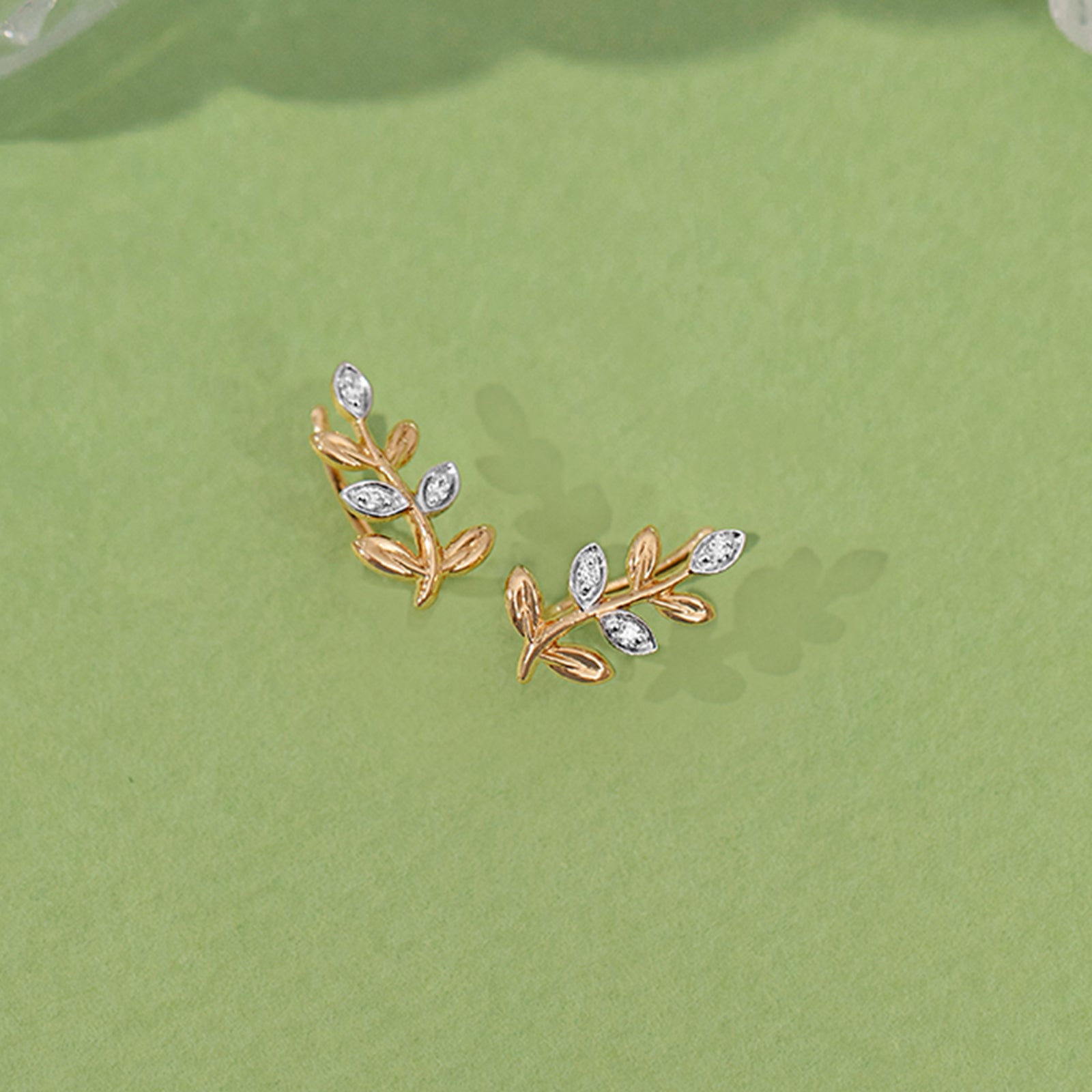 Leafy Diamond Ear Cuffs