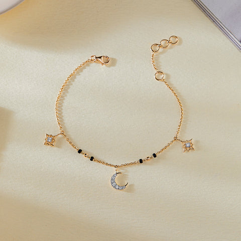 Sun & Moon Charm Diamond Mangalsutra Bracelet