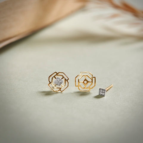 Lattice Diamond Multiwear Stud Earrings