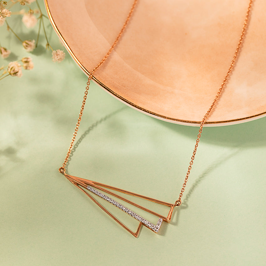 Stripes Geometric Diamond Necklace